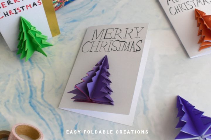 3D Origami Christmas Tree Card | Easy Foldable Creations