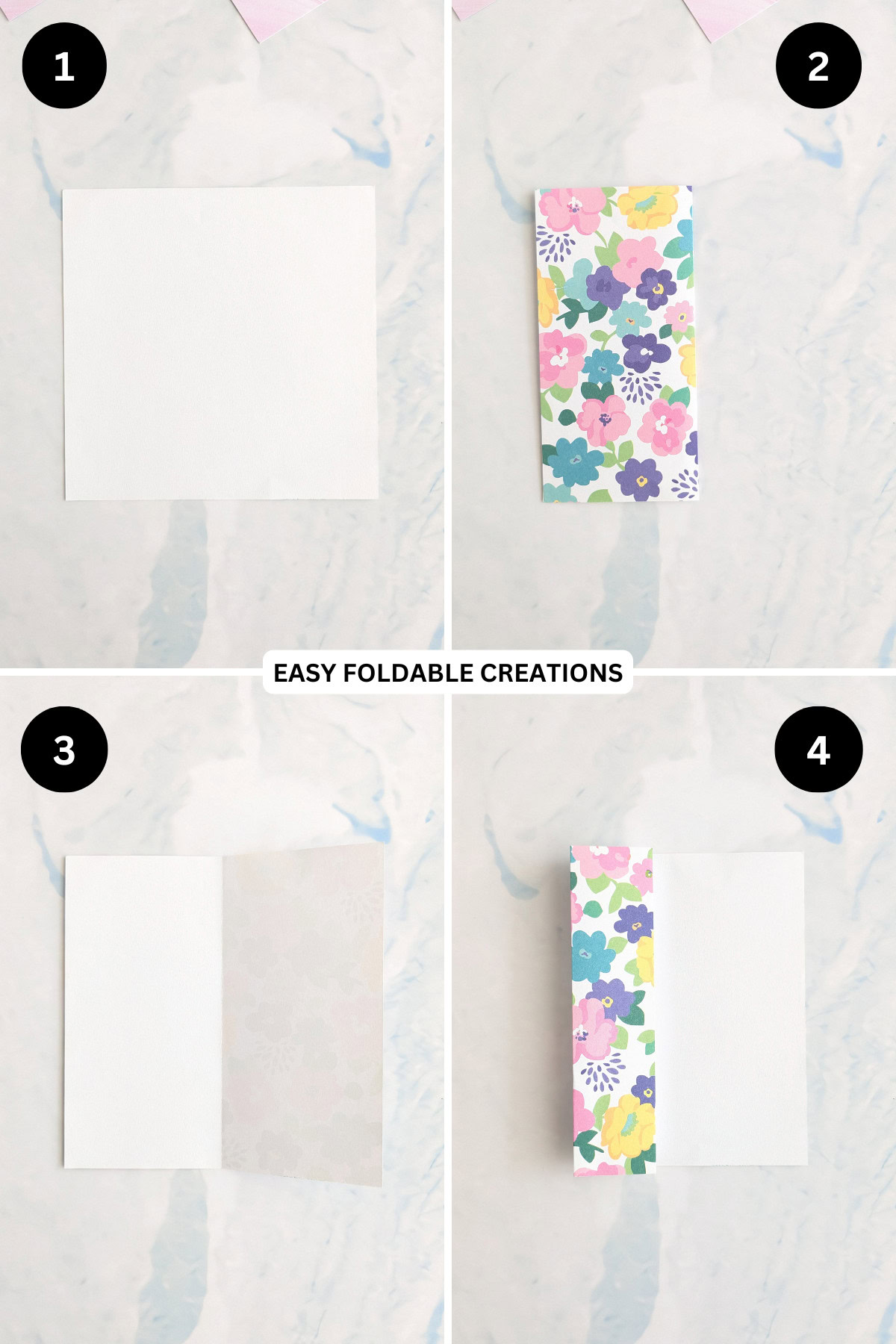 Steps 1 to 4 paper card holder.
