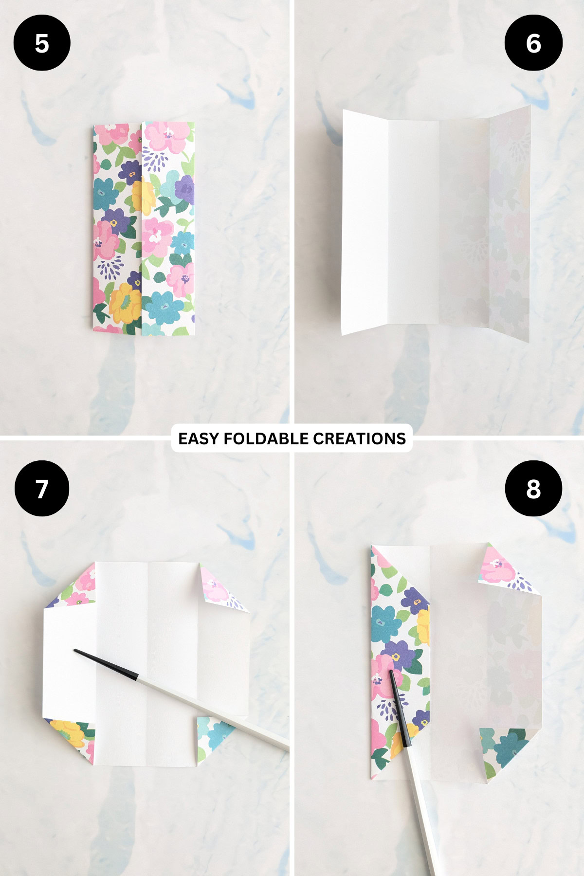 Steps 5 to 8 paper card holder.