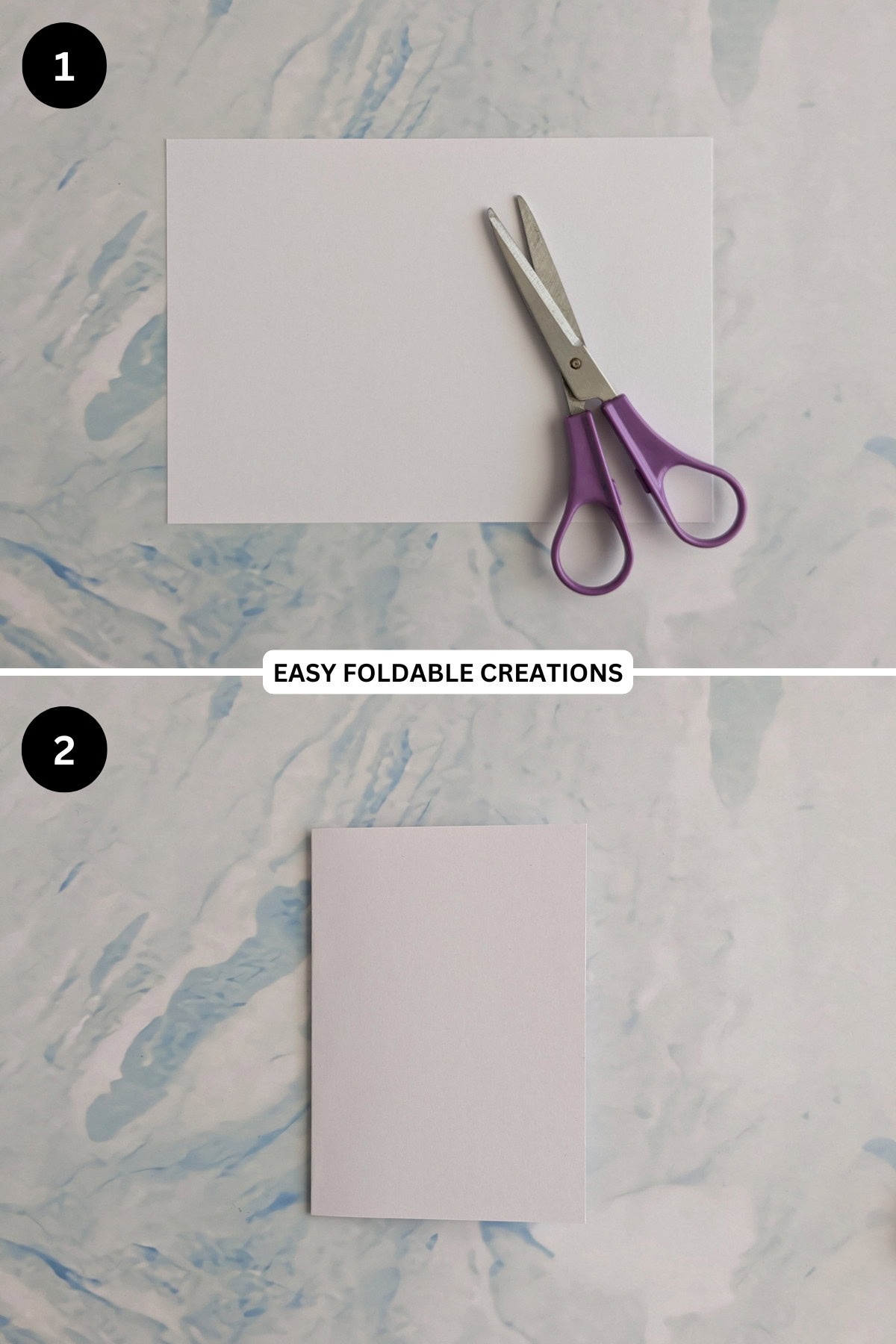 Steps 1 and 2 for cutting cardstock.