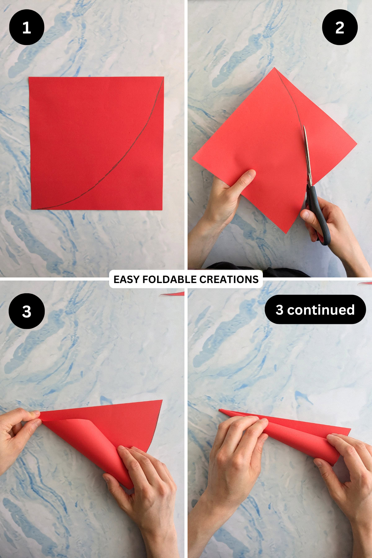 Steps 1 to 3 for making the tree base.