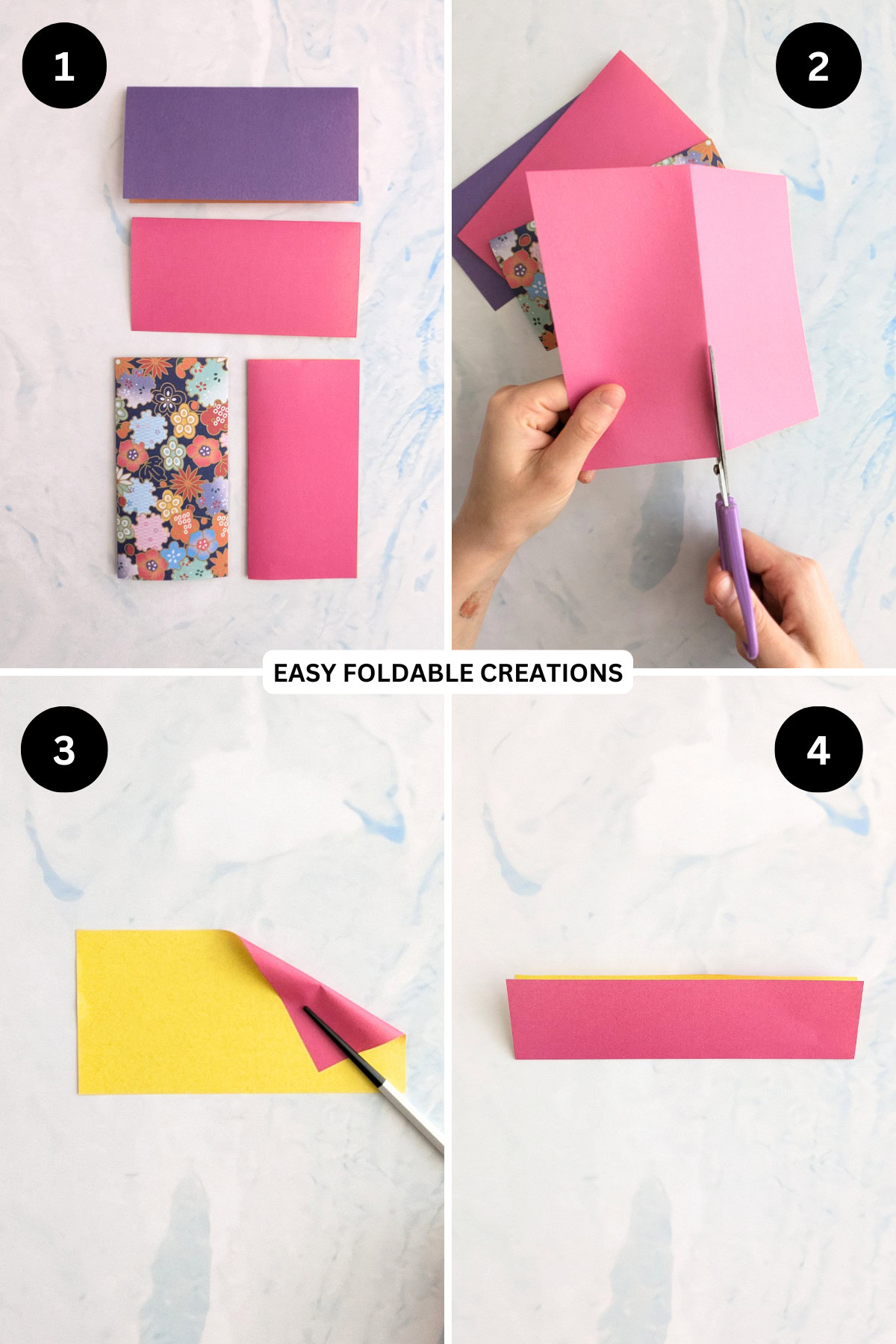 Steps 1 and 4 for origami wreath.