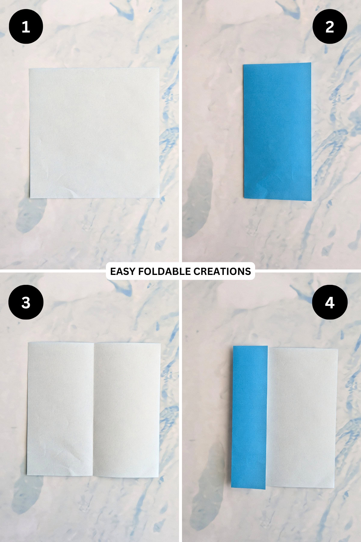 Steps 1 to 4 for folding paper pencil wraps.