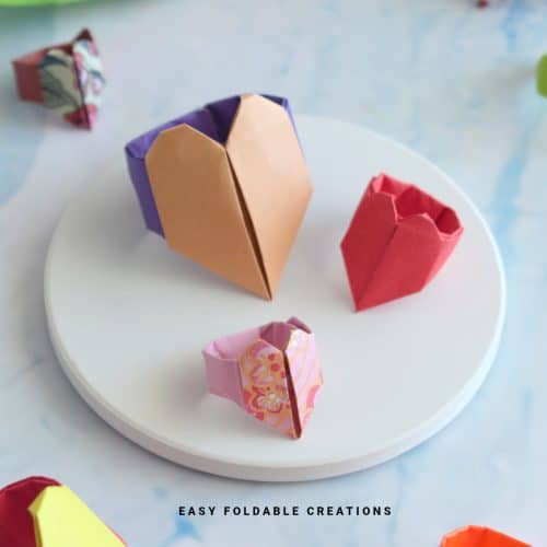 Origami heart rings.