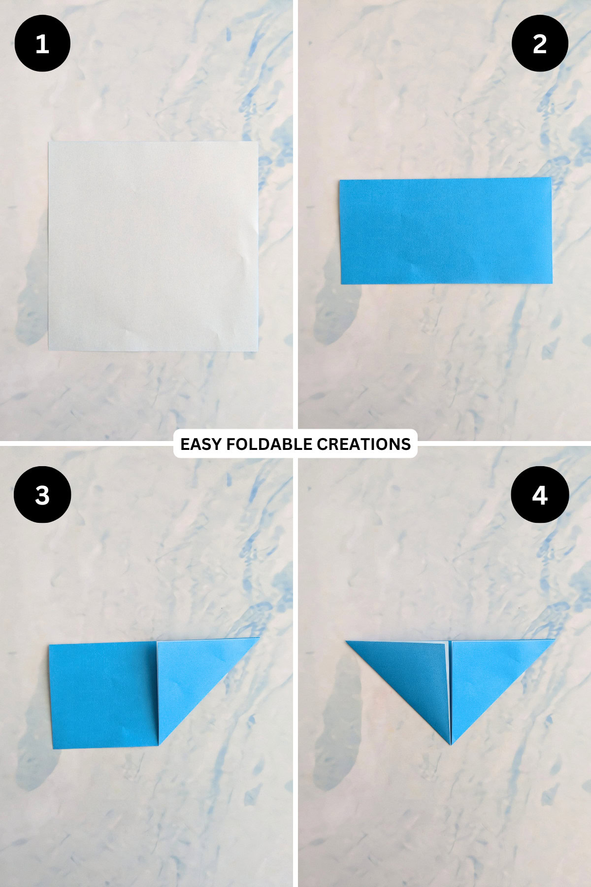 Steps 1 to 4 for folding the desk organizer base.