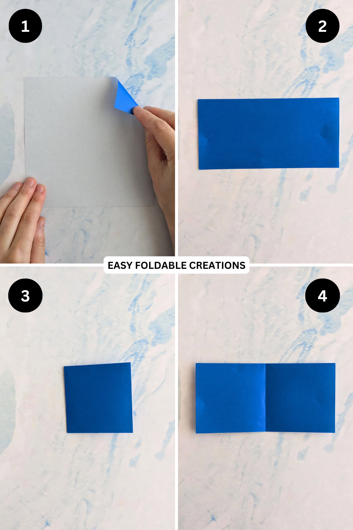Steps 1 to 4 for folding an origami egg cup.