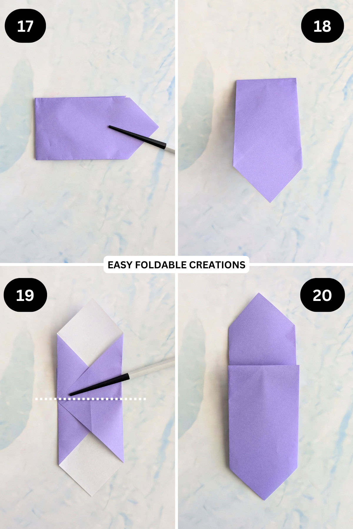 Steps 17 to 20 for folding the desk organizer sides.
