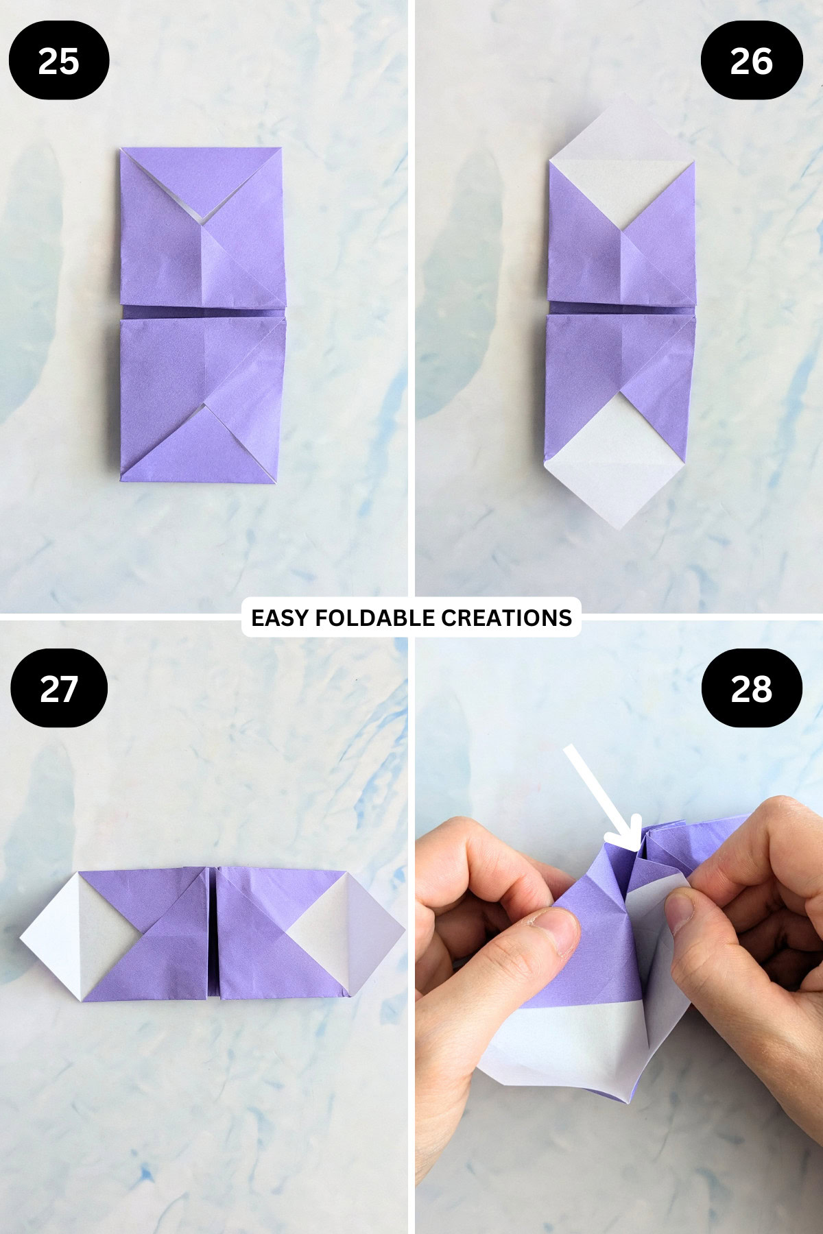 Steps 25 to 28 for folding the desk organizer sides.