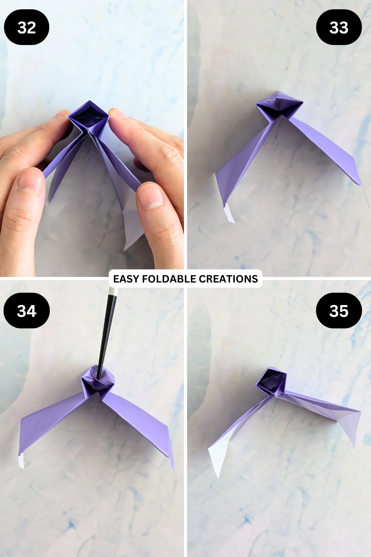 Steps 32 to 35 for folding the desk organizer sides.