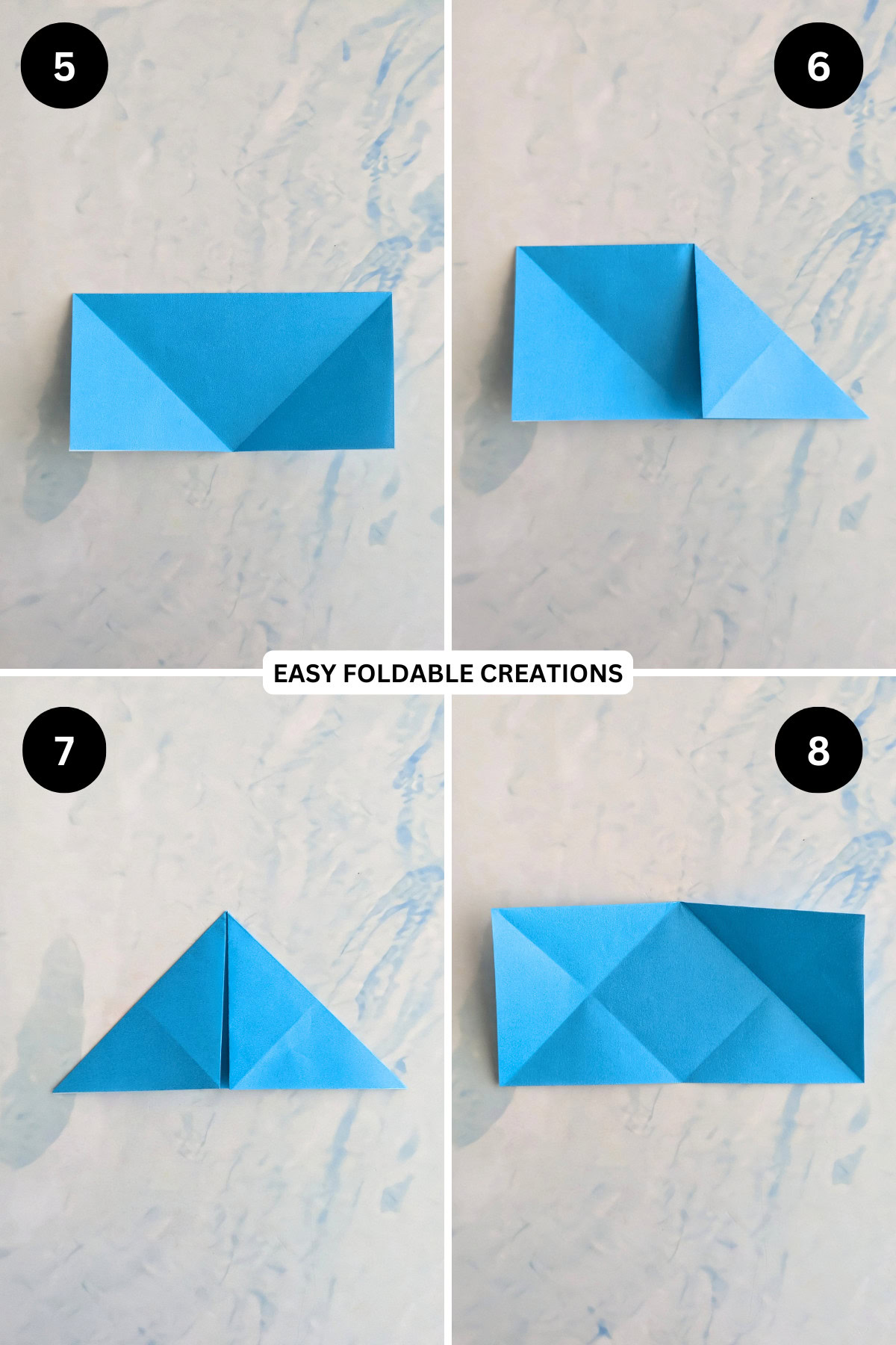 Steps 5 to 8 for folding the desk organizer base.