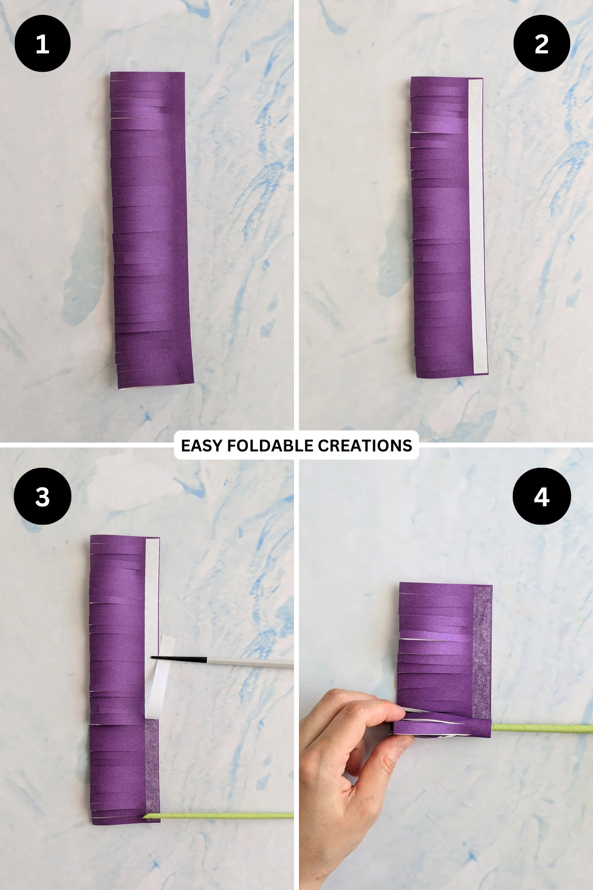 Steps 1 to 4 for putting the flower together.