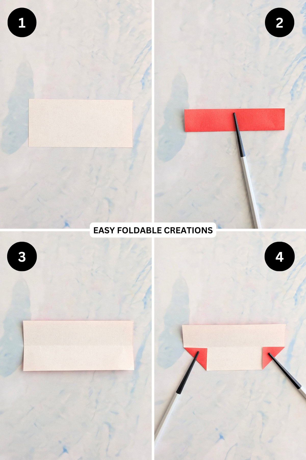 Steps 1 to 4 for making the rose petals.