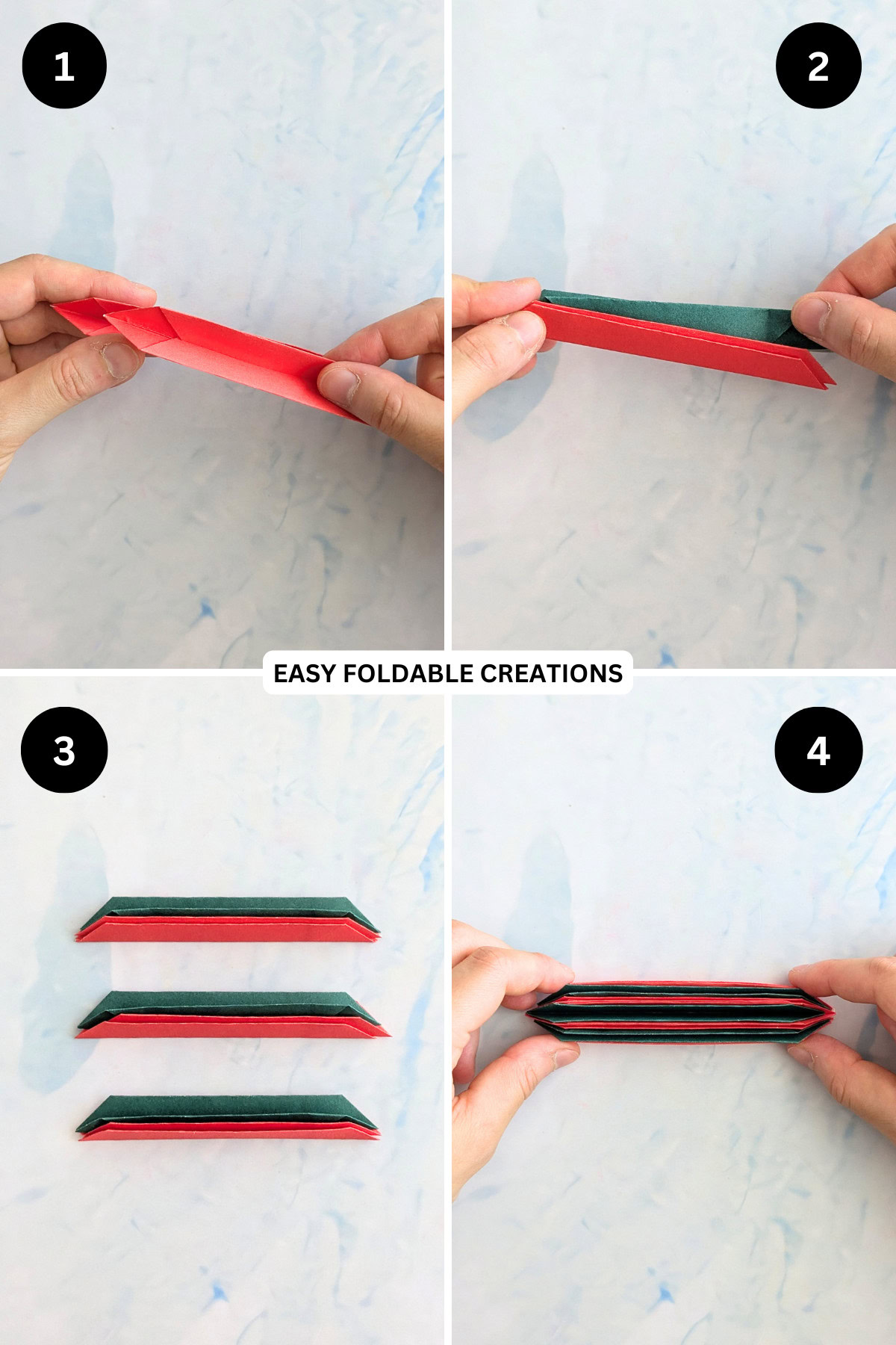 Steps 1 to 4 for putting the rose together.