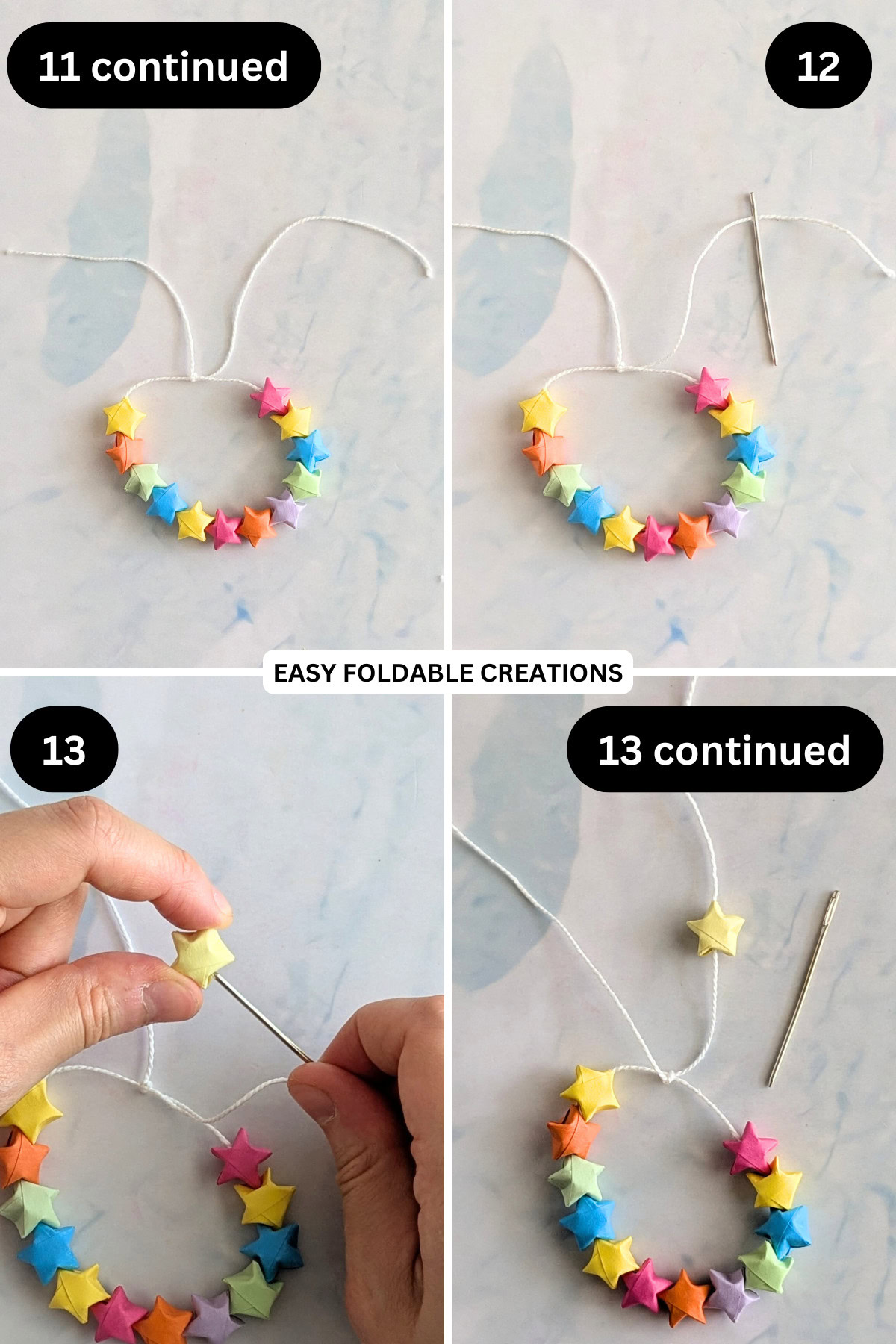 Step 11 continued to 13 for putting the star bracelet together.