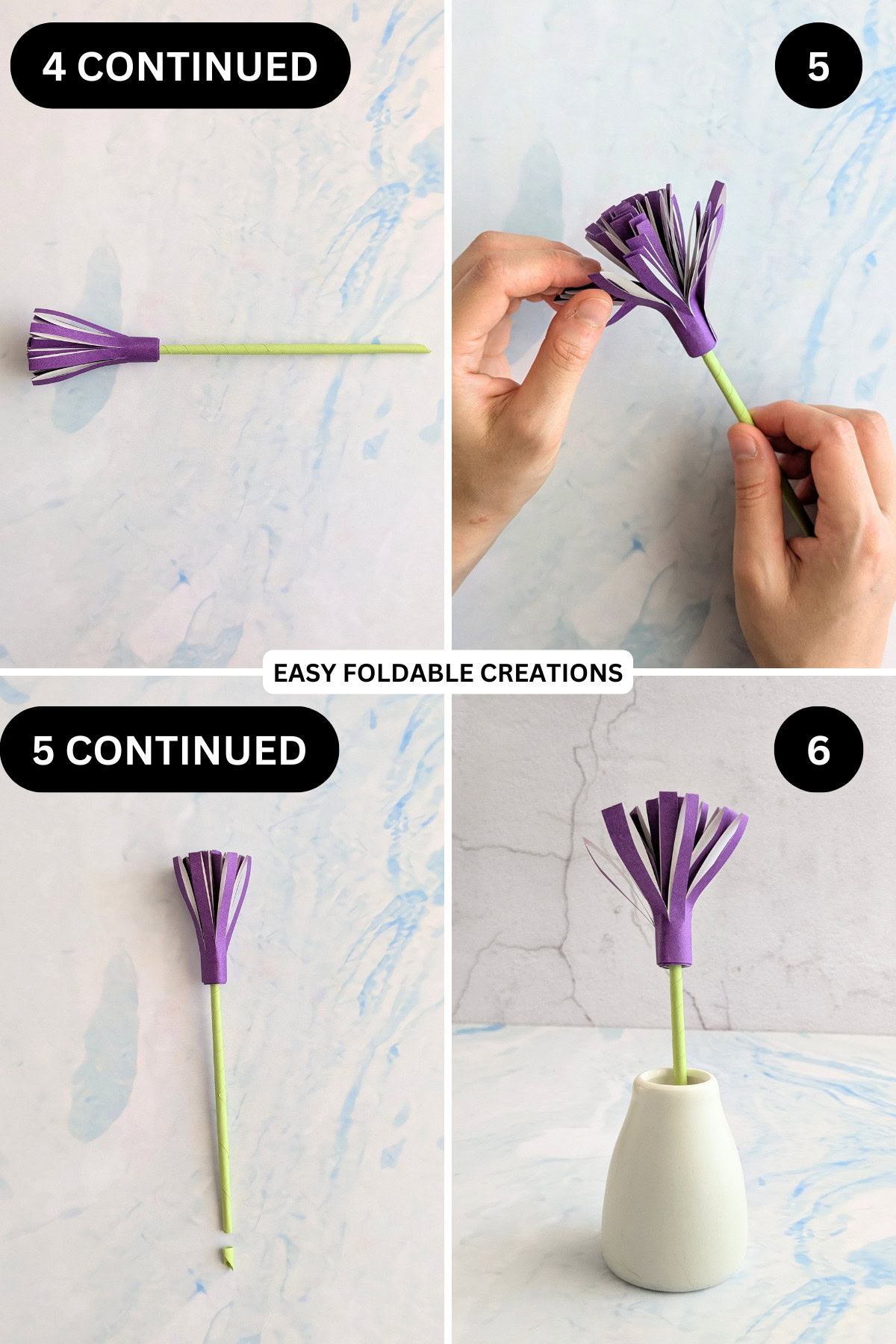 Step 4 continued to 6 for putting the flower together.