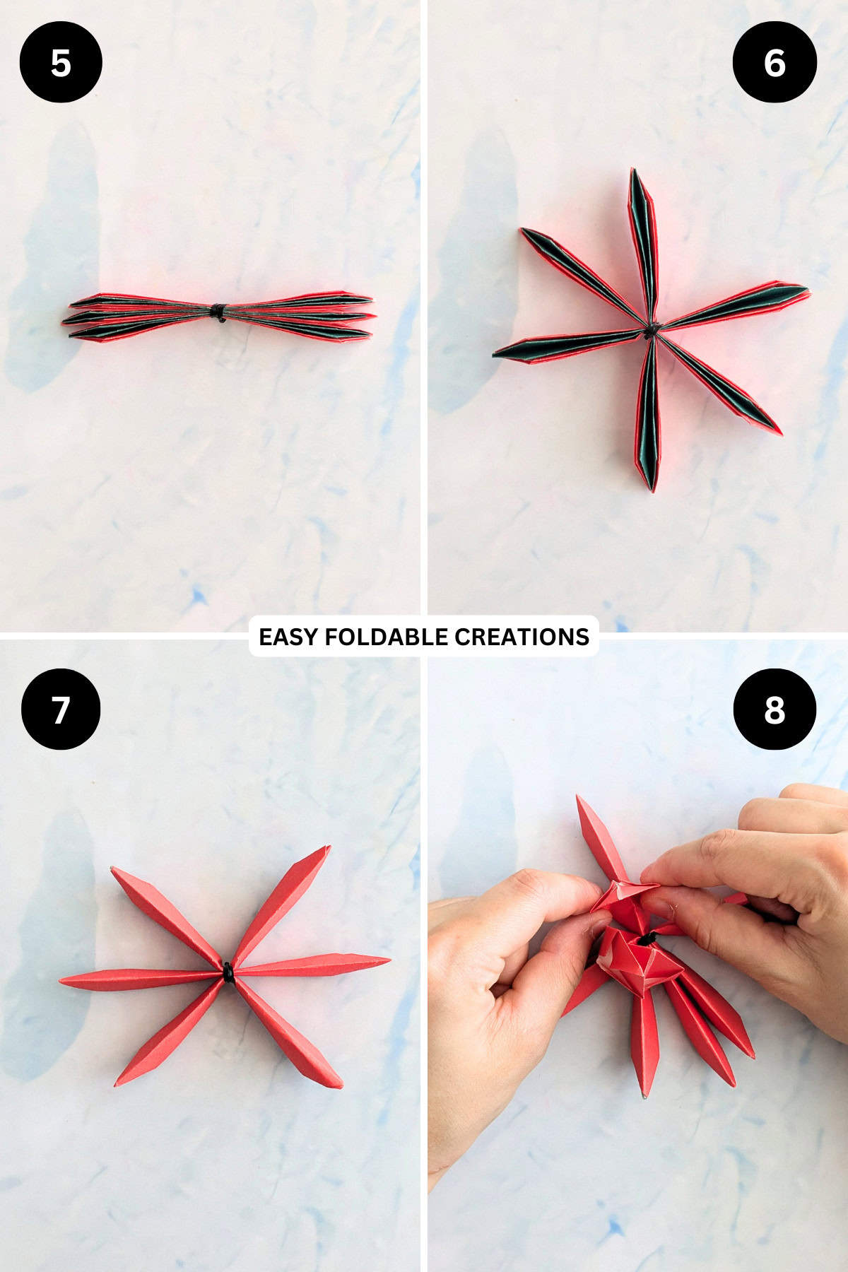 Steps 5 to 8 for putting the rose together.