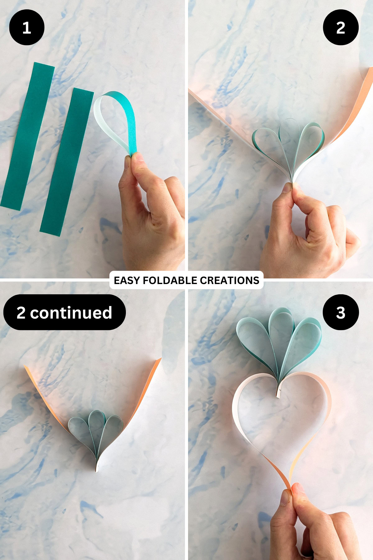 Steps 1 to 3 for making an easy paper carrot.