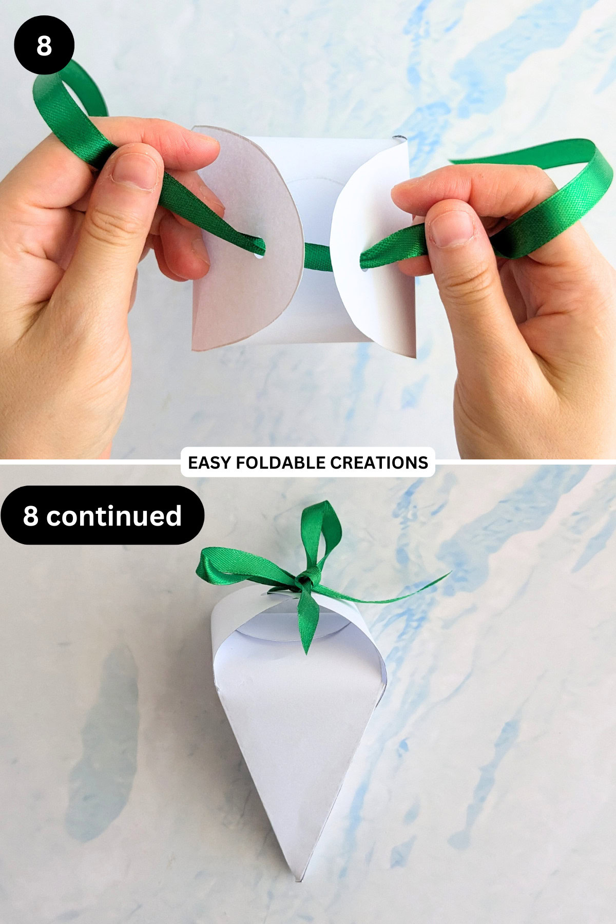 Step 8 for folding a DIY carrot box.