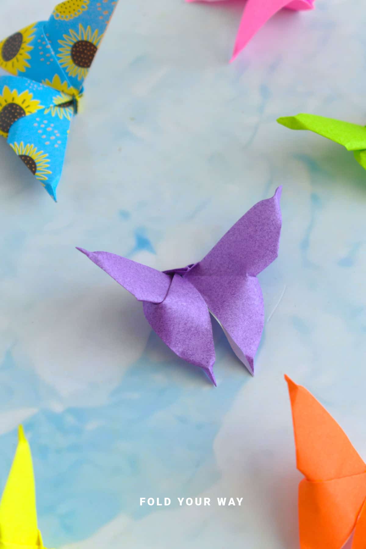 Purple origami butterfly.