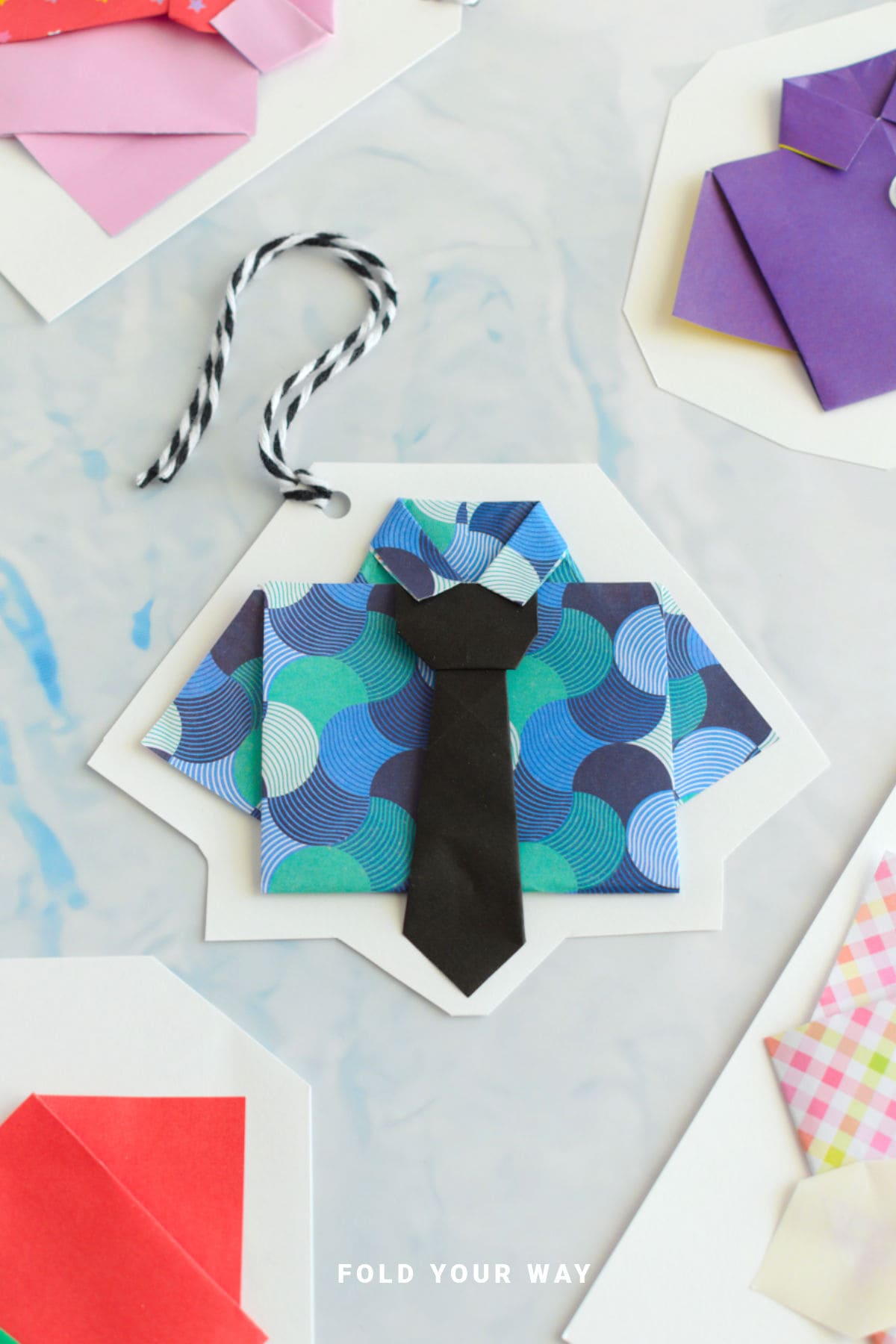 Origami shirt gift tag.
