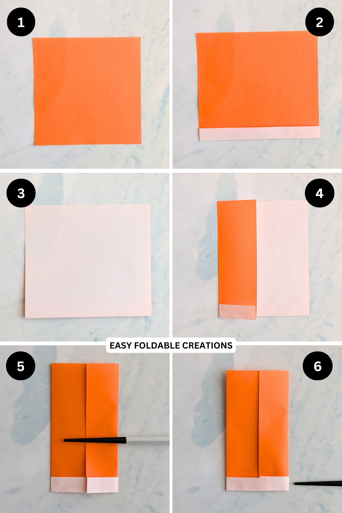 Steps 1 to 6 for folding an origami beanie.