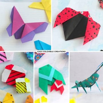Collage of origami insects.