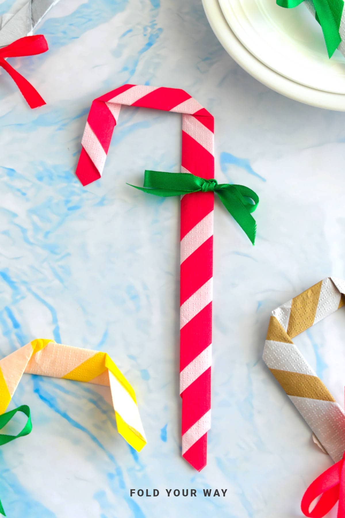 Candy cane napkin fold.