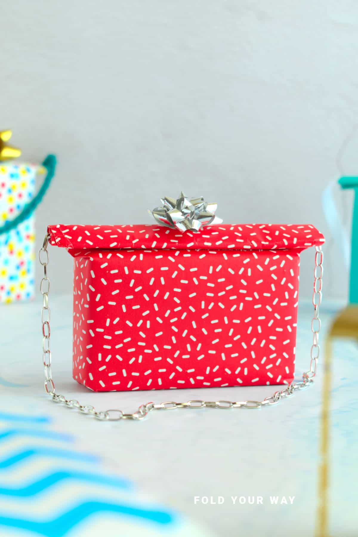 Wrapped gift with handle.