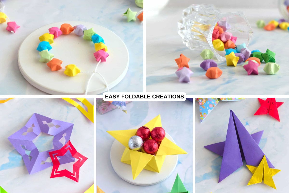 Collage of origami stars.