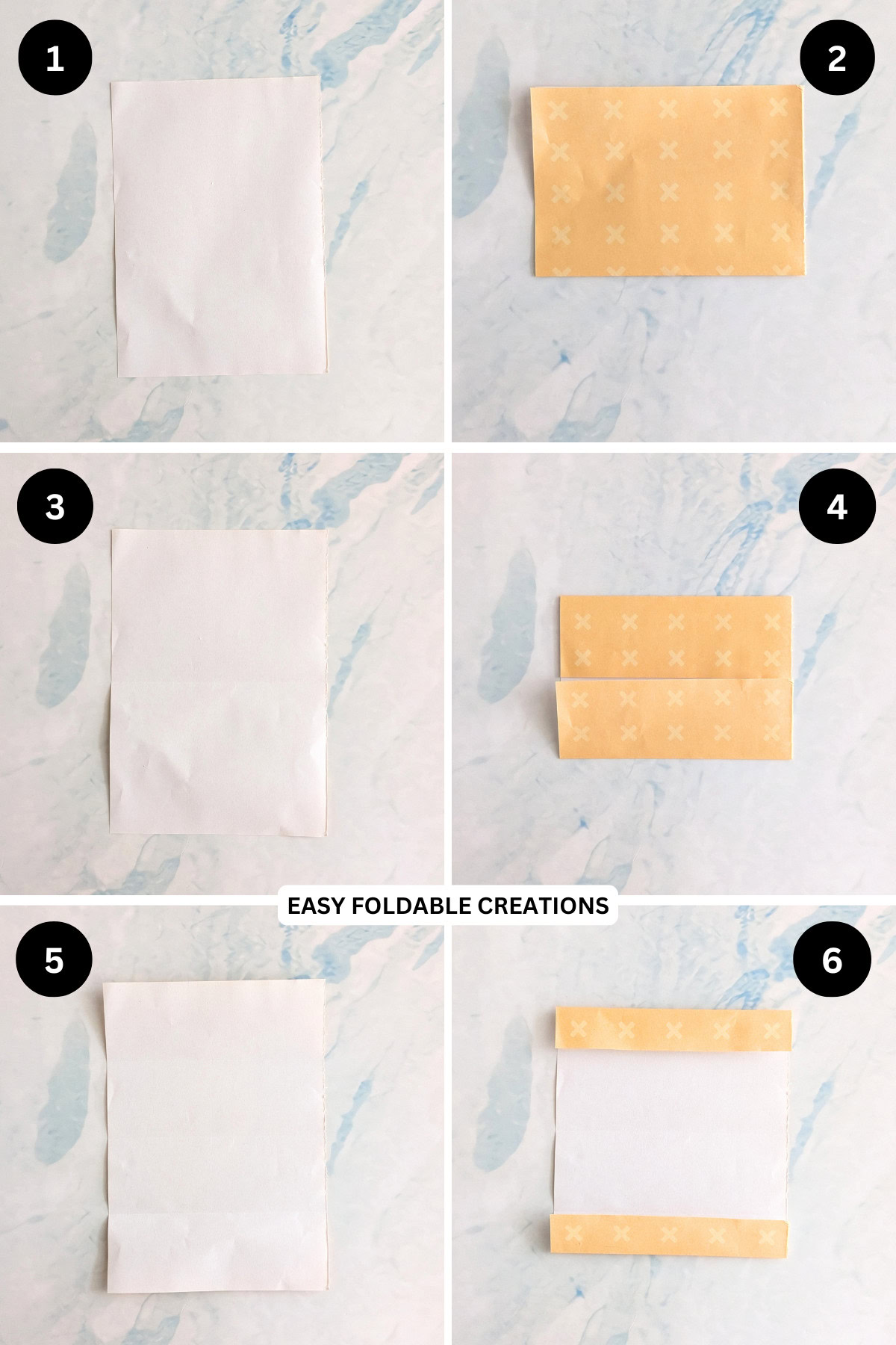 Steps 1 to 6 for folding a paper star.