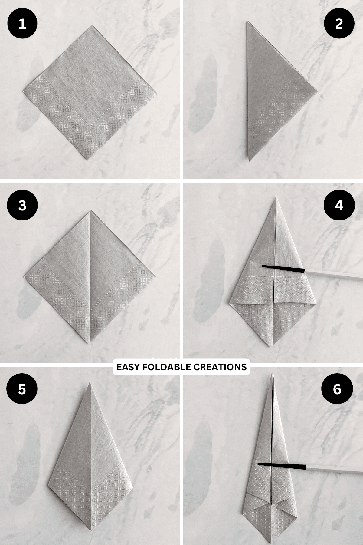 Steps 1 to 6 for making the turkey body.