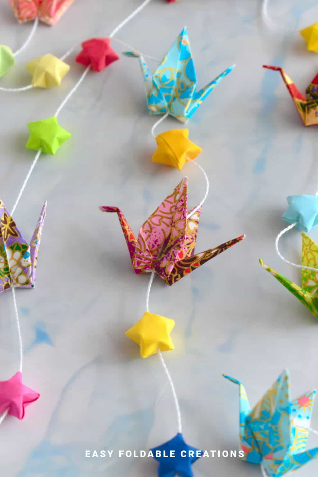 Origami Crane Garland Easy Foldable Creations