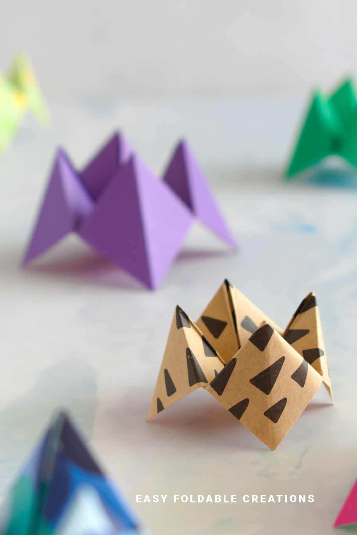 Close up image of an origami fortune teller.