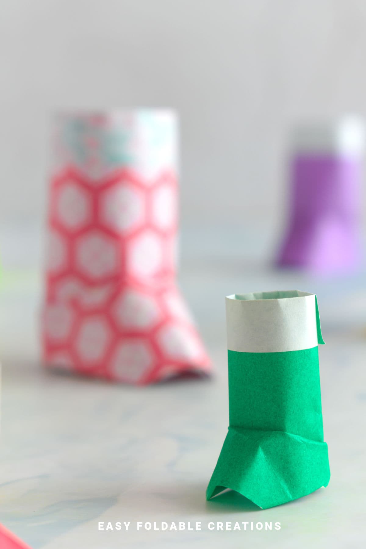 Origami Christmas stockings.