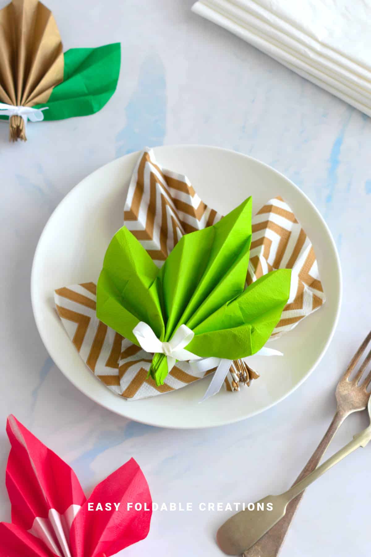 Leaf napkin folds.