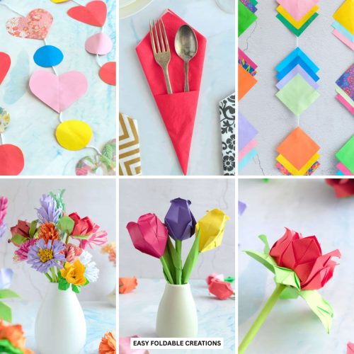 Collage of paper decorations.