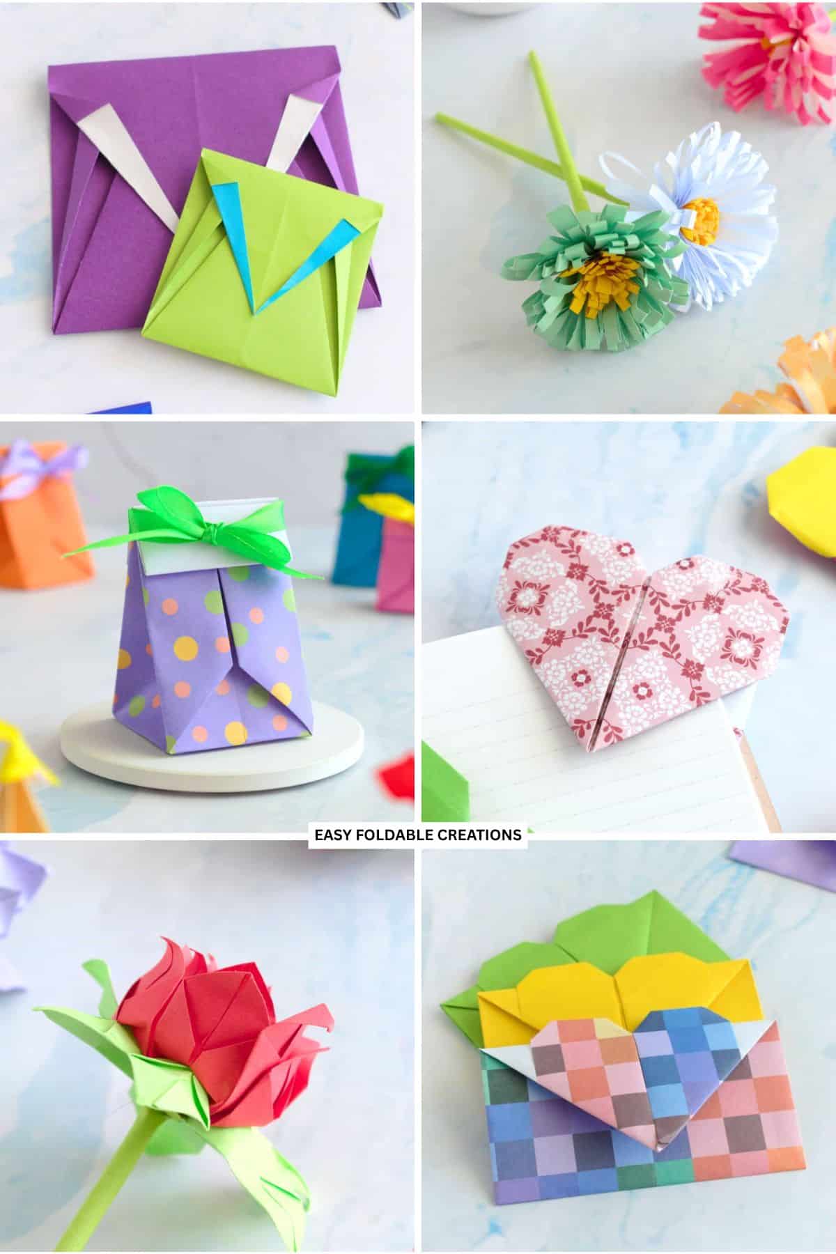Collage of paper crafts for weddings.