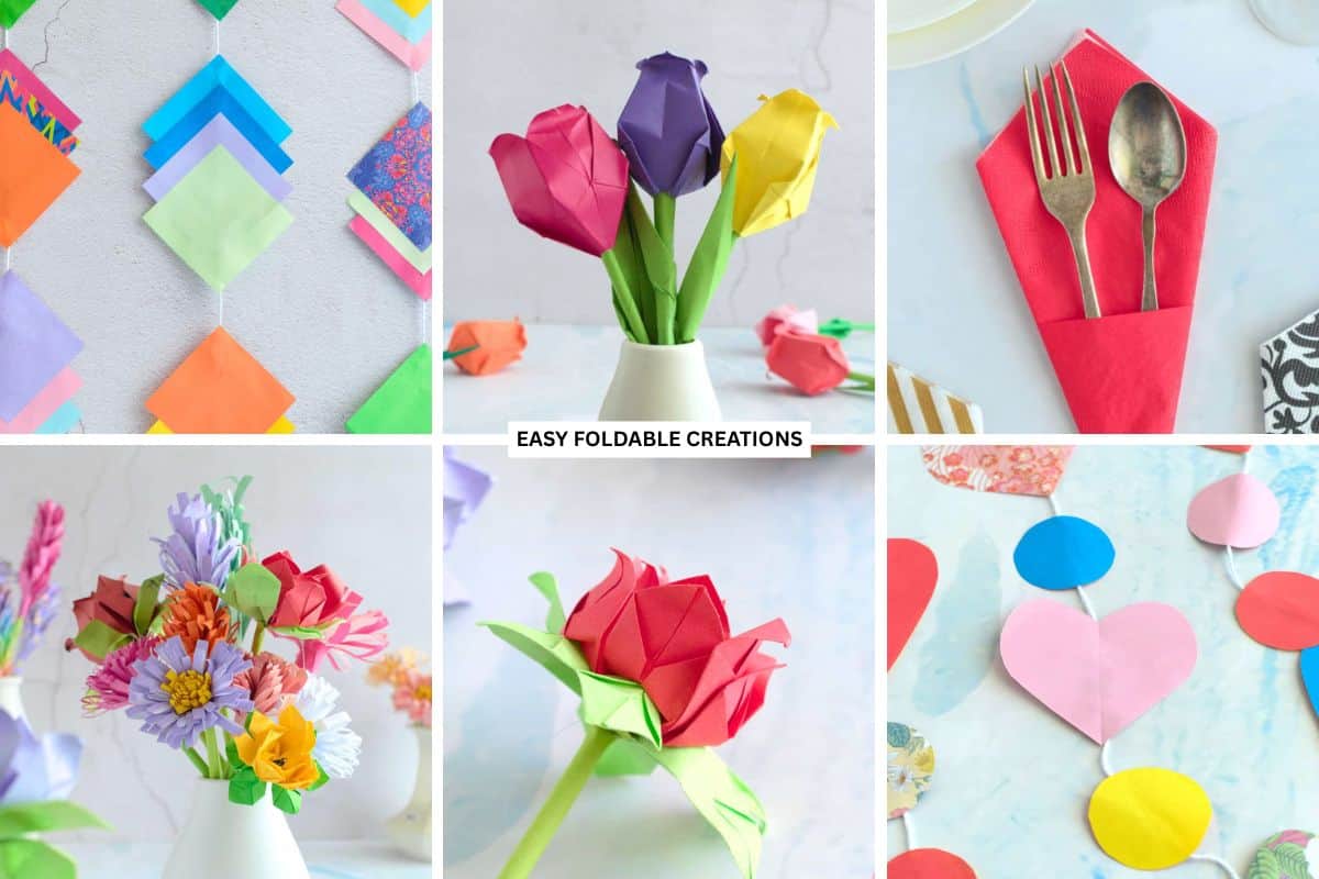 Collage of paper crafts.