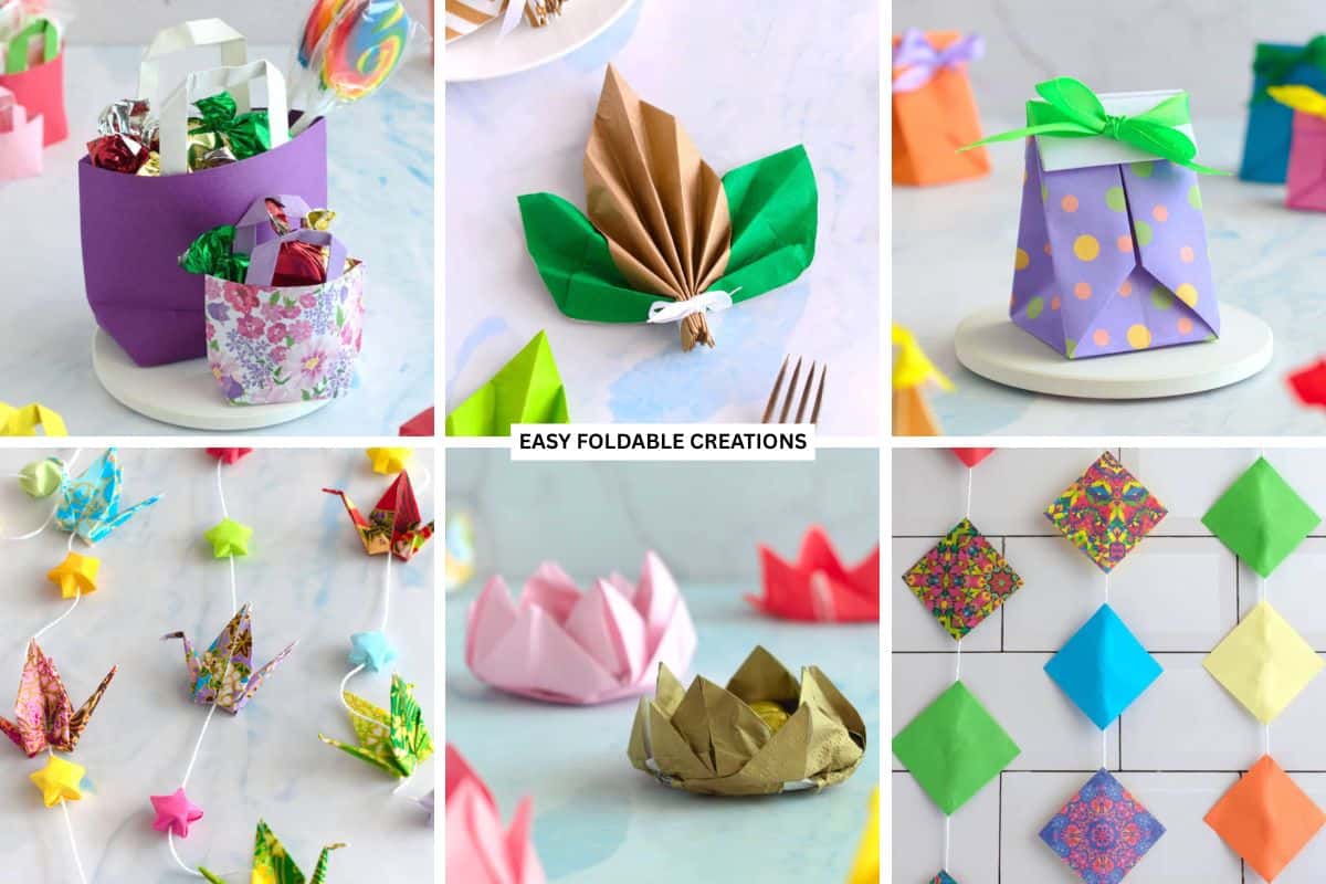 Collage of paper crafts.