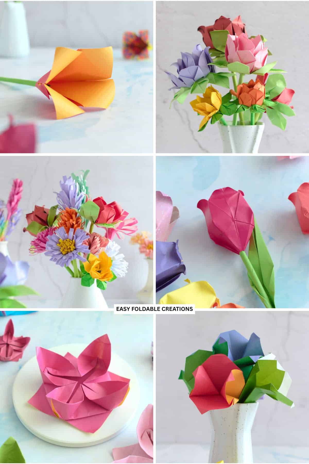Collage of paper flowers.