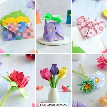 Collage of paper crafts.