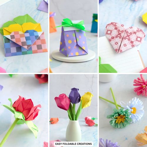 Collage of paper crafts.