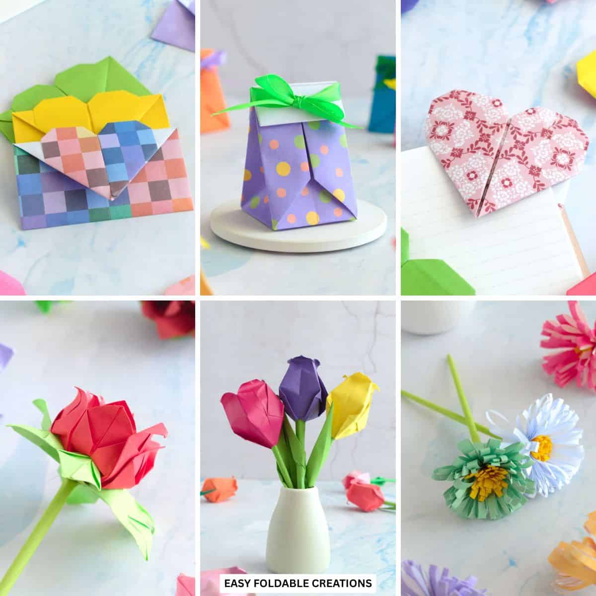 Collage of paper crafts.