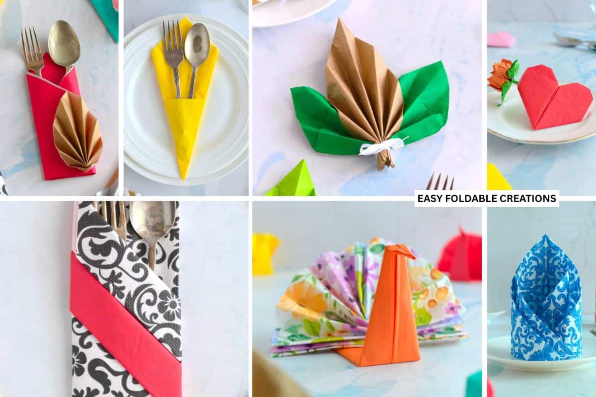 Folded paper napkins.