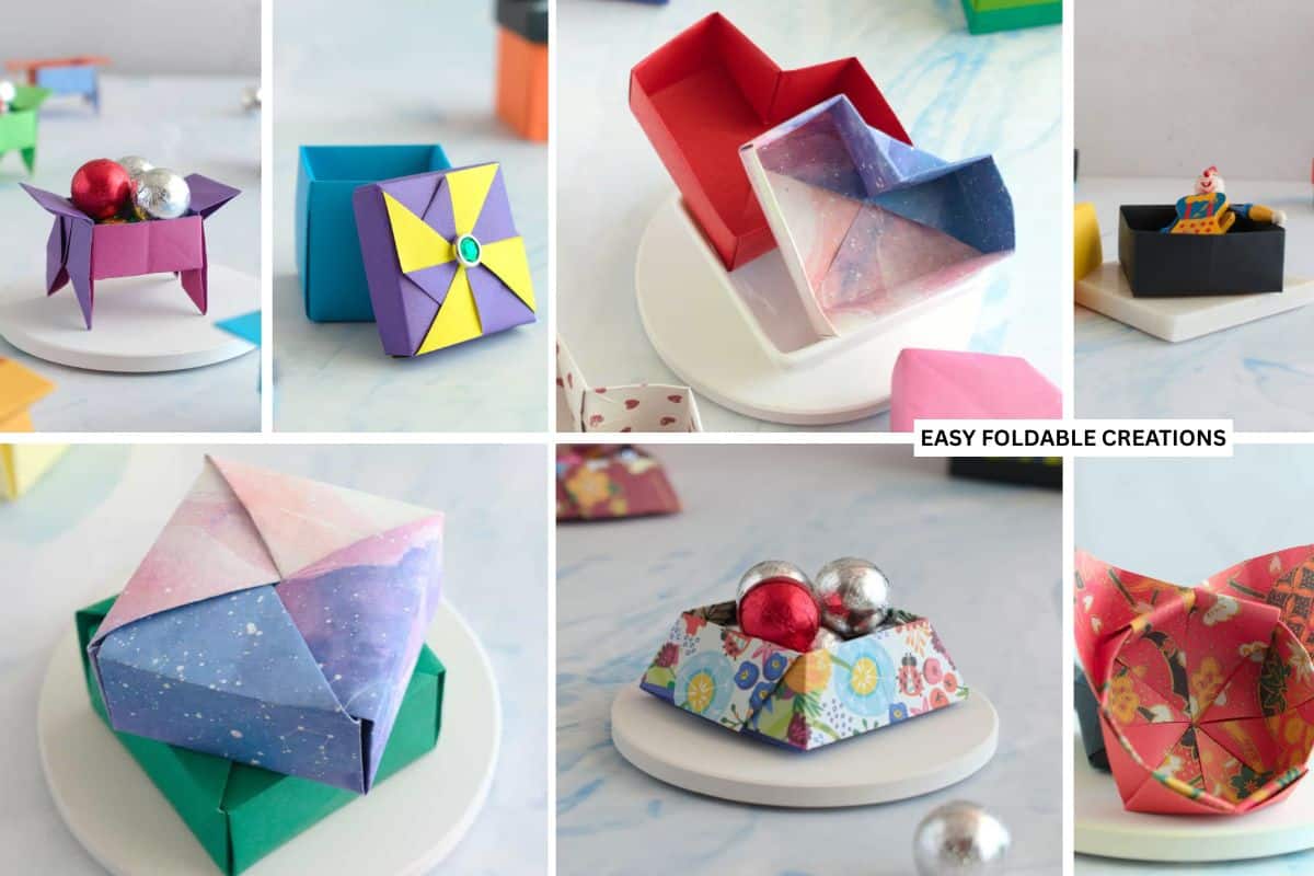 Collage of gift boxes.