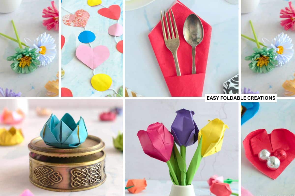 Collection of wedding paper crafts.