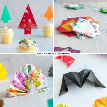 Collage of paper party decor.