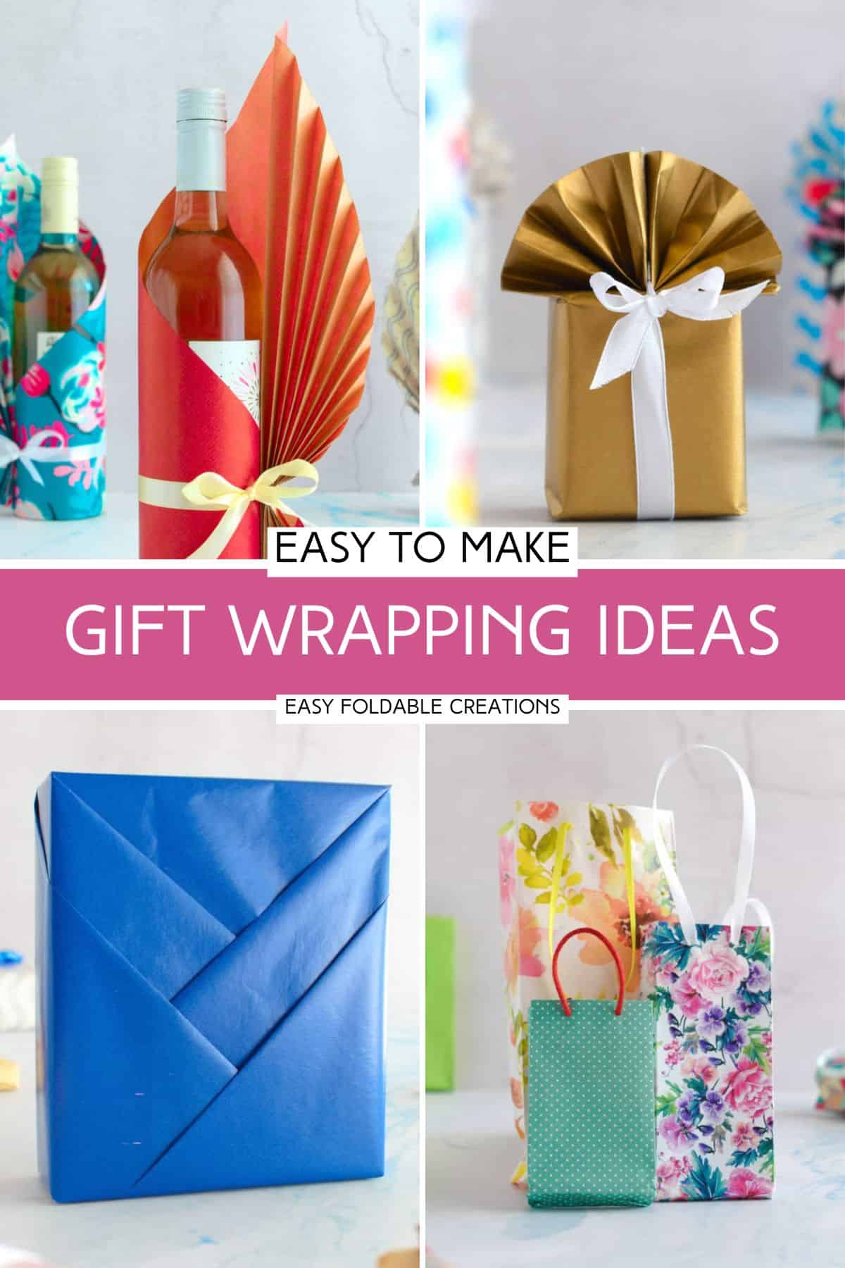 Gift wrapping ideas collage.