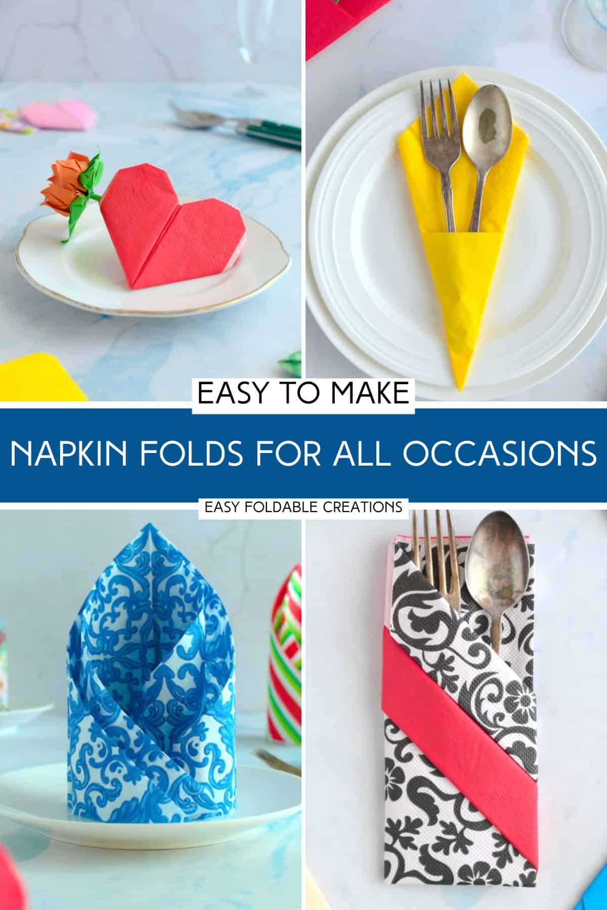 Collage of napkin folds.