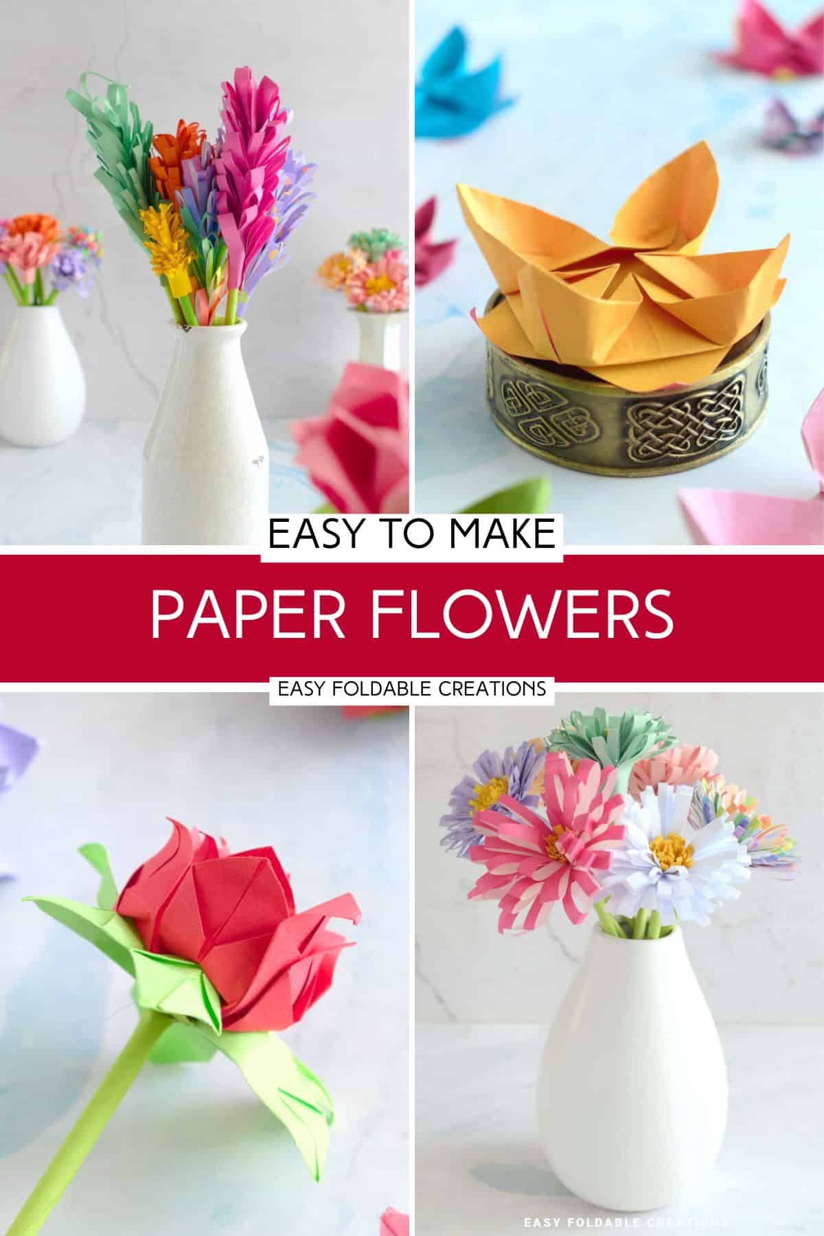 Collage of paper flowers.